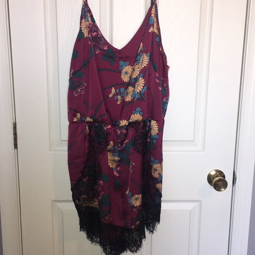 Purple floral romper